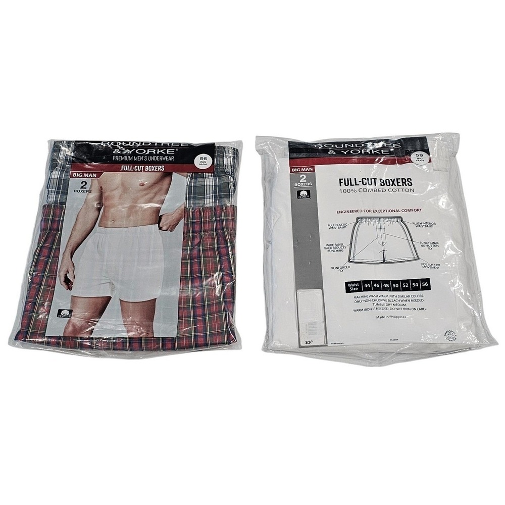 Lot of 2 Boxers Size 56 Big Man Roundtree & Yorke (4 Pairs) Full-Cut Underwear